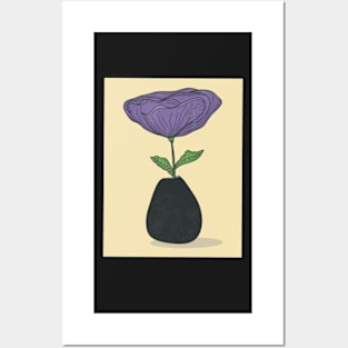 Purple Flower Black Vase Posters and Art